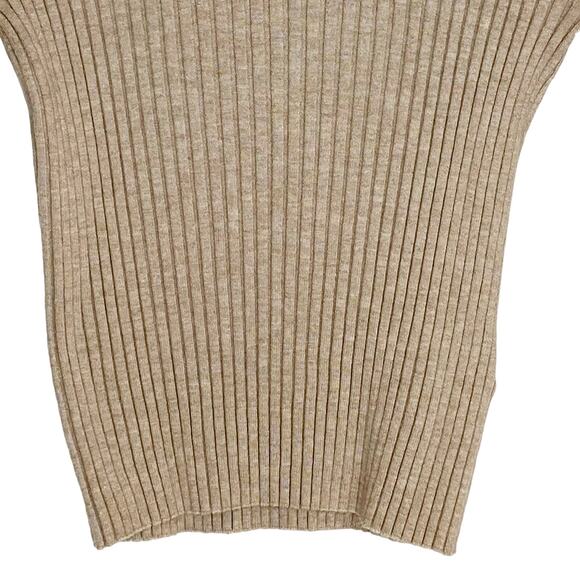 ASOS Womens Size 12 Tan Ribbed Cropped Sweater Long Sleeve Crewneck - Picture 4 of 8
